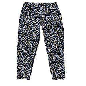 Sweaty Betty Women's Power Crop Legging Blue Yellow Geometric Size 6